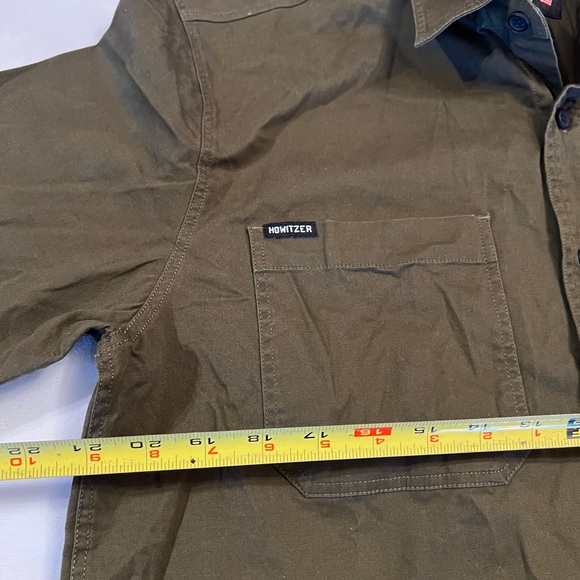 M NEW Howitzer Button Army Military Short Sleeve Shirt Mens Green USA Patriotic - Picture 2 of 9